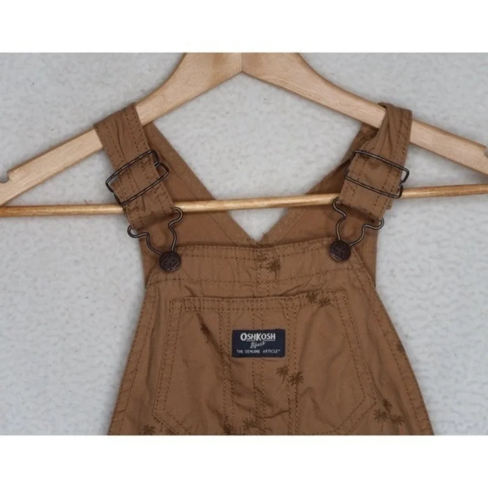 OshKosh B'Gosh Palm Tree Print Shortall Overalls Boy's Toddler 4T Tropical NWT‎